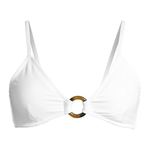 new Swimsuit Bikini Top White Strappy Ring Juniors Jrs LARGE 11 13 - Picture 1 of 6